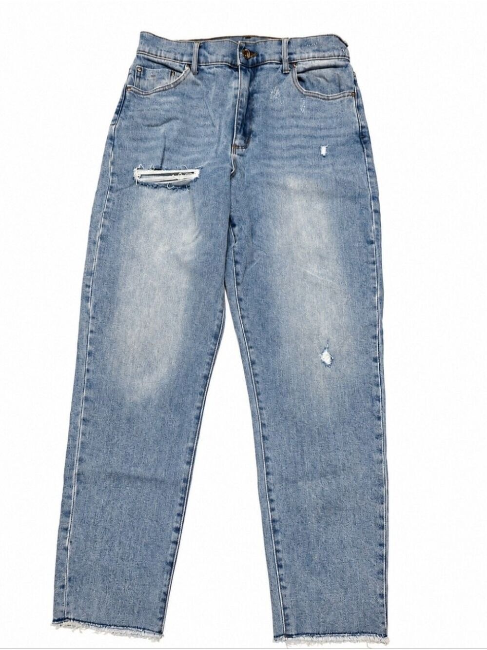 Tractr Distressed Straight Leg Raw Hem Jeans Size 6/28 Light Wash NWOT